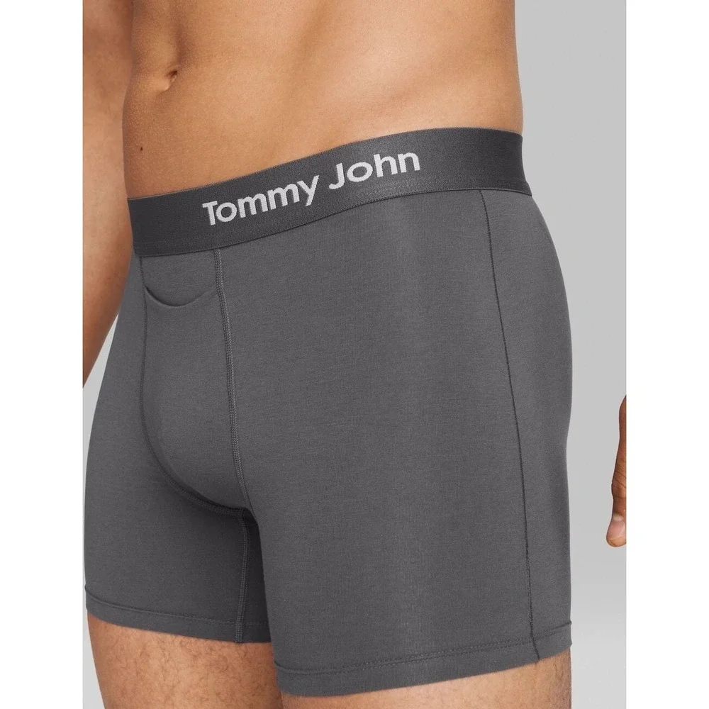 NWT $32 TOMMY JOHN [ medium ] Cool Cotton 4 Inch Boxer Briefs in Iron Grey U1715